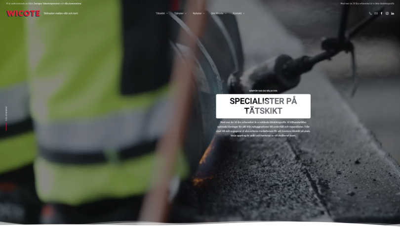Wicote Entreprenad hemsida